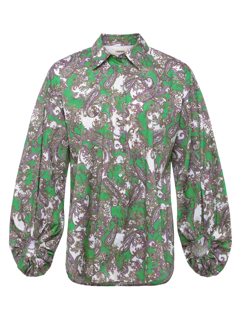 L'AGENCE MICKEY TUNIC BLOUSE - GRASS GREEN MULTI SMALL PAISLEY